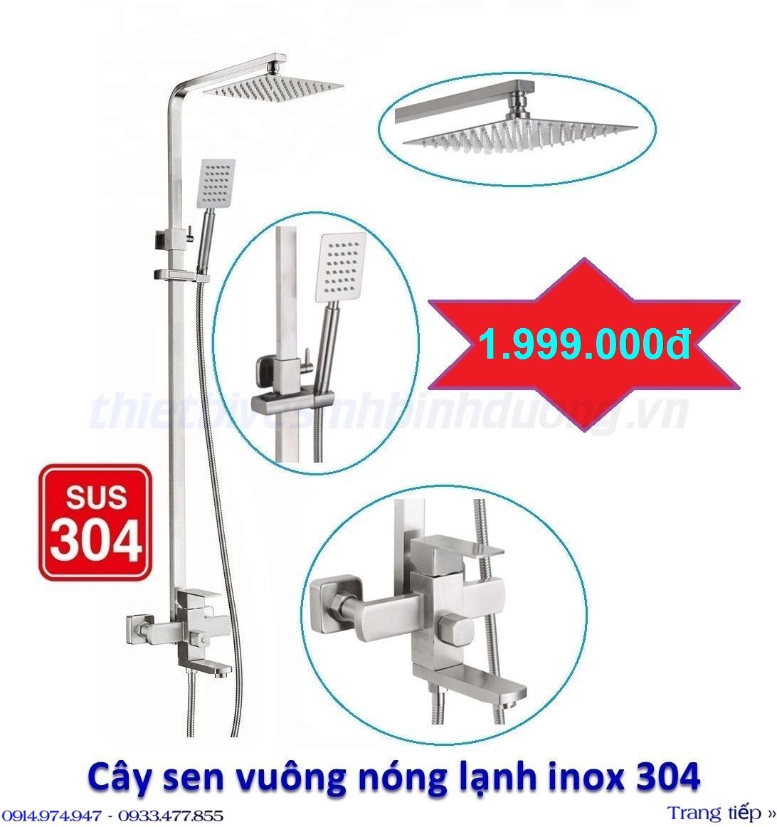 KM28- Sen cây vuông nóng lạnh inox 304